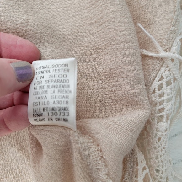 Umgee USA M/L Beige Boho Fringe Kimono Cardigan Crochet Trim Open Front - Picture 7 of 8